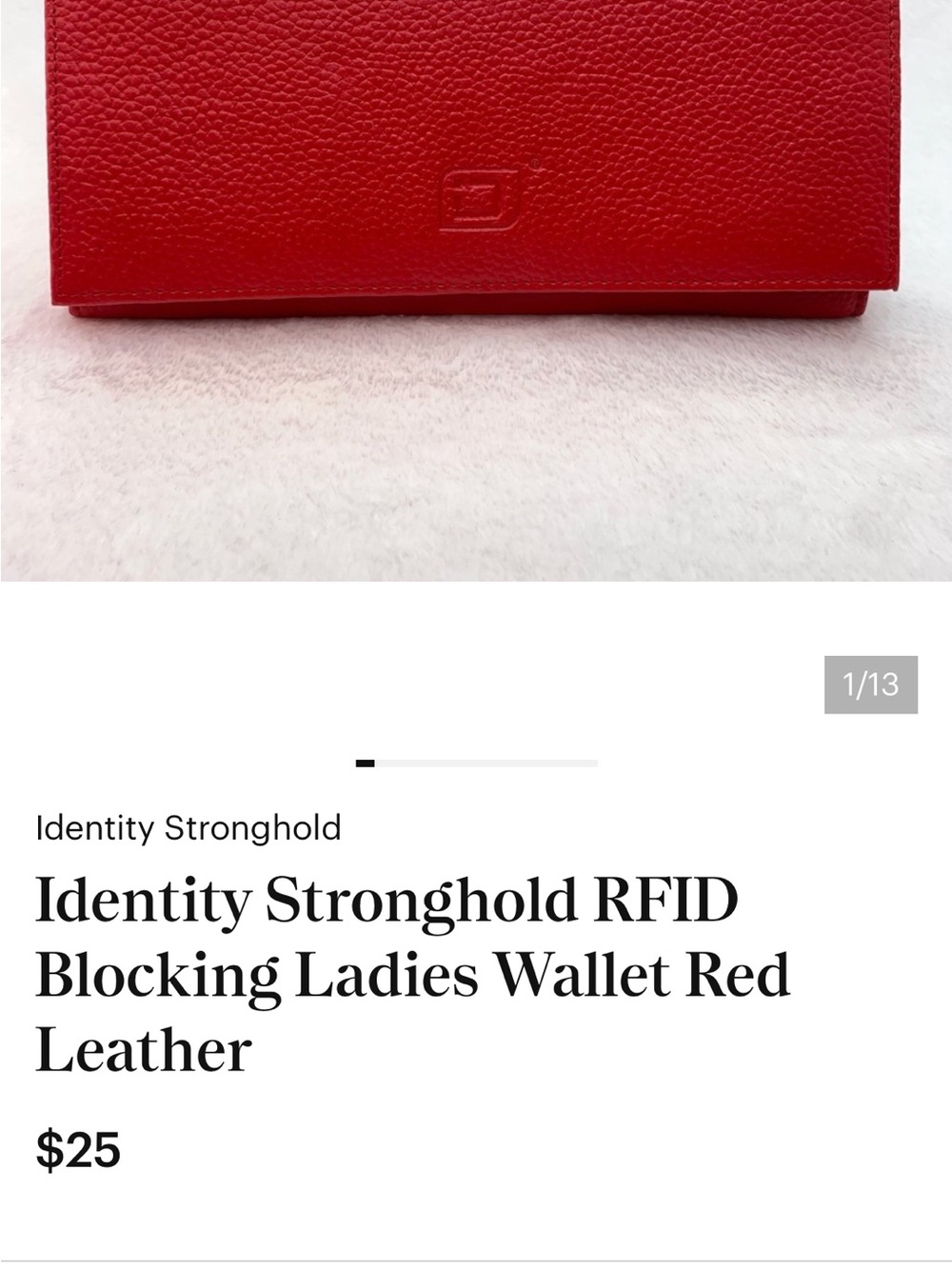 Identity Stronghold Red Leather Ladies Wallet